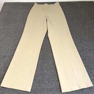 VTG Y2K Cache Wide Leg Pants Womens 6 Beige Stretch High Rise Classic Flat Front